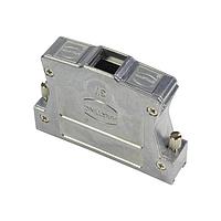 HARTING 61030010118010 Strain Relief Backshell D-Sub 37pin Inducom Metal Hood, 3 Top Entries, knurled screw 4-40UNC, w/o internal grounding block