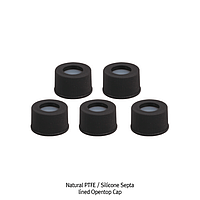 SciLab SL.Vi1232 Open-top Cap (Black-color, w/ Natural PTFE / Sil. Septa; 15-425)
