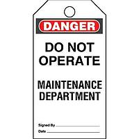Panduit PVT-44 Labels and Signs Plastic Tag 'Danger Do Not Operate Main