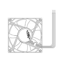 ADDA AD08012HB257304 Axial Axial Fan, 80x80x25mm, 12VDC, 37.24CFM, 0.18A, 2.16W, 35.8dBA, Ball, Lead Wire