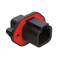 Amphenol SINE Systems ATP04-4P-PM07G 4-Way 4 Pin Rcpt Screw Pnl Mnt W/Gasket Blk