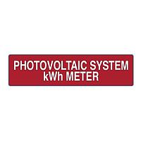 HellermannTyton 596-00743 Solar Label Solar Label, PHOTOVOLTAIC SYSTEM kWh METER, 4.0" x 1.0", VL, Red, 10/pkg
