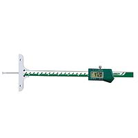 INSIZE 1148-100EWL Electronic Depth Gage with Round Depth Bar (0-100mm/0.01 mm, 0-4"/0.0005")