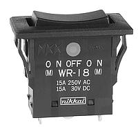 NKK Switches WR18AS Rocker Switches SPDT (ON)-OFF-(ON) SOLDER LUG SEALED