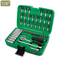 TOPTUL GCAI4601 1/4" DR. Flank Socket Set (46 pcs; 6PT; Satin)