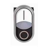 Eaton M22-DDLM-WS-X1-X0 Double Button MIXED ILL DBL PB SIL-BZL WHT TOP BLK BTM