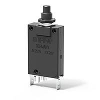 E-T-A Circuit Breakers 2-6400-IG1-P10-SI-12A Thermal Single pole thermal circuit breakers with push-to-reset, tease-free, trip-free, snap action mechanism (R type TO CBE to EN 60934). Featuring auxiliary contacts (1 x N/C; 1 x N/O) as standard. Options include an additional unprotected
