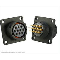 Eaton Souriau-Sunbank UTS012D10SW Receptacles Plastic square flange receptacle, without backshell, with 10 female PCB contacts, IP68/69K in unmated conditions, keying W