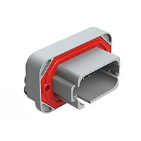 Amphenol SINE Systems AT13-18PE-BM04GY Connectors 18 Position, Right Angle Flange Mount PCB Receptacle, Tin Plated Contacts Included, Potted, Keyed E, Gray