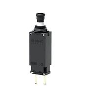 E-T-A Circuit Breakers 9510-G213-J1F1-B2R2B1-4A Simulator Switch Min Ord Qty 10. Single pole, miniaturised aircraft simulator switch with extremely fast magnetic trip time. Blade, screw and wire wrap terminals. Aircraft style threadneck and push/pull button with white trip indicator ring.Current rating marked on t