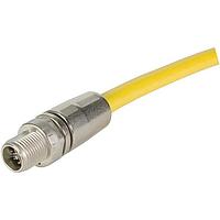 HARTING 21330100850005 Sensor Cables / Actuator Cables M12 X-code Slim Design Single Ended Cable Assembly, 8pin, straight male, 4x2xAWG26/7 Cat7a, PUR yellow, 0.5m