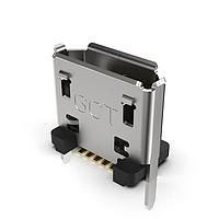 GCT (Global Connector Technology) USB3140-30-0230-1-C Micro USB Type B Connectors Micro B Skt, Vertical, SMT, 30u", With 2.3mm stake, with MEF, T&R+cap
