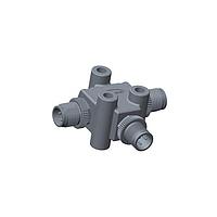 Amphenol LTW TA-A03M-A03M-A03M-01 T-Adapter Circular Metric Connector, T Adaptor, Metal, A Coding, 4A, 03 pins, (End 1) Male Male, (End 2) Male Male, (End 3) Male Male, Screw Thread, IP68 Mated