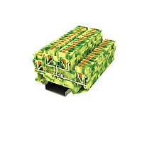 Amphenol Anytek APTD252PEYG00G DIN Rail Terminal Block APT 2.5mm2/2*2 PE YG Ground terminalDouble layer , 1in-1out/each layer  Yellow-Green