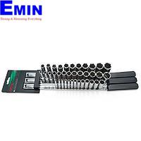 TOPTUL GAAQ3703-  37PCS 1/4inch, 3/8inch & 1/2inch DR. 6PT Deep Socket Rail Set - METRIC