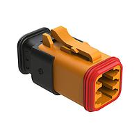 Amphenol SINE Systems AT06-6S-SR02ORG Plug 6 Position, Plug, Socket, SR02 Strain Relief (Reduced Diameter Seal), Orange Body