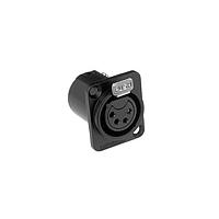 Amphenol Audio AC4FDZB BULK Connectors 4 Pole XLR Female Chassis Mount D Type Gold Plated Machined Contact Black Finish