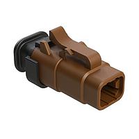Amphenol SINE Systems ATM06-4S-SR01BN Connectors 4 Position, Plug, Socket, Strain Relief End Cap, Brown Body