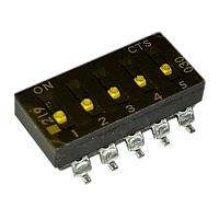 CTS Electronic Components 219-5LPSTF DIP Switches SURFACE MOUNT, GOLD DIP SWITCH, 5-POLE, LOW PROFILE ACTUATOR, BOTTOM SEAL, TAPE SEAL, OFF, TUBE PACK