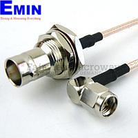 Fairview FMC0438315LF RA SMA Male to BNC Female Bulkhead Cable RG-316 Coax and RoHS