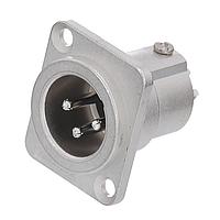 Amphenol Audio AC3MDZ BULK Connectors 3 Pole XLR Male Chassis Mount D Type Stamped Contacts  Nickel Finish