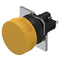 EAO 51-156.0254 Keylock Switches Actuator,  24,5 mm, mushroom-head, non illuminative, Yellow, Plastic, opaque, Black, Plastic, 1 NC / 1 NO, Momentary, Soldering terminal, IP65, according to DIN EN 60529