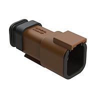Amphenol SINE Systems ATM04-6P-SR01BN Connectors 6 Position, Receptacle, Pin, Strain Relief End Cap, Brown Body