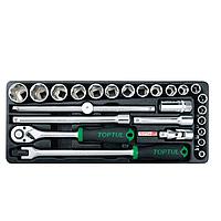 TOPTUL GCAT2505- 25PCS - 1/2inch DR. Flank Socket Set (METRIC)