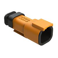 Amphenol SINE Systems ATM04-4P-SR01OR Connectors 4 Position, Receptacle, Pin, Strain Relief End Cap, Orange Body