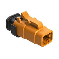 Amphenol SINE Systems ATM06-4S-SR01OR Connectors 4 Position, Plug, Socket, Strain Relief End Cap, Orange Body