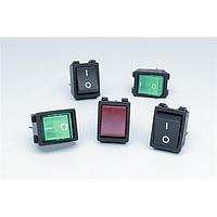 E-Switch R5BWHTGRNFF1 Rocker Switches 15A 250V DPST On-OffNeon Bulb