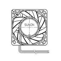 Sunon PF60381B1-000U-A99 Axial Axial Fan, 60x60x38mm, 12VDC, 60.6CFM, 2.13"H2O, Auto Restart, High Airflow