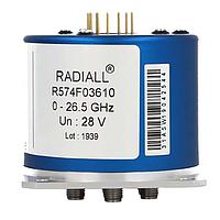 Radiall R574F43600 Coaxial Switches SP6T Terminated Ramses SMA 26.5GHz Latching Self-CO 28Vdc Diodes Pins Terminals