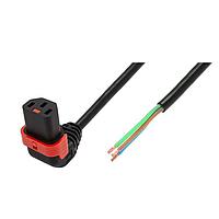 Schaffner IL13P-U-SE-H05-3100-200 AC Power Cord w/Lock C13+ up, Stripped End, H05VV-F, 3x1.00 mm sq., 2 m, black