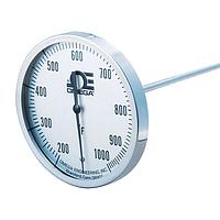 OMEGA B--20-120F-9-1/2 5 in Dial Bimetal Hermetically Sealed Thermometer Various Mounts (120 °F, 1/2 in, NPT Male, 9 in)