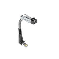 Amphenol Canada DRPC415003B20 Modular Connectors / Ethernet Connectors Cable, Cat6A, Industrial RJ45, 45 deg  top exit to R/A standard RJ plug (40mm), 26AWG, 0.5m, 8u gold