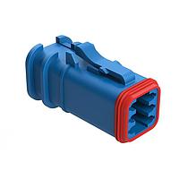 Amphenol SINE Systems AT06-6S-OMRDBLU Connectors 6 Position Overmolded Plug, Socket, Reduced Seal, Blue