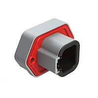 Amphenol SINE Systems ATP15-4PA-BM02 Automotive Connectors 4 Position PCB Receptacle with Flange, Pin, Gold Plated, Self-Threading, Gasket, Potted, Keyed A, Grey