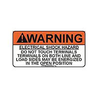 Panduit PPS0204WL7-L Warning: Electrical Shock Hazard Do Not Touch Terminals with Caution Symbol Solar Label, 2.00" H x 4.00" W, Warning