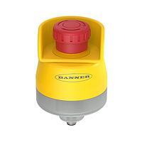 Banner Engineering SSA-EB1PLS1-12ECQ8 Push Turn SSA-EB1 30 mm Mount Emergency Stop Push Button; Red-Solid Illuminated Base; 40 mm Actuator; IP65; Contacts: 2NC/1NO-PNP; 8-pin M12 Integral QD; ESC-1-YW Button Shroud Installed
