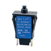 E-T-A Circuit Breakers 1140-F111-P1M1-14A Miniature Miniaturised single pole thermal circuit breaker with push-to-reset tease-free, trip-free, snap action mechanism (R-type TO CBE to EN 60934), snap-in panel mounting. For lower current ratings see type 105.  Approved to CBE standard EN