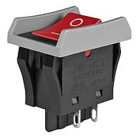 NKK Switches JWM21BC1A-H Rocker Switches DPST TV5 RED CAP BLK BODY&GRAY BARIR HORZ