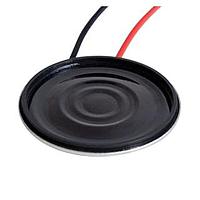 Same Sky (formerly CUI Devices) CLS0301MA-L152 Electromagnetic speaker, 30 mm round, 4 mm deep, PET, Nd-Fe-B, 200 mW, 8 ?, 550 Hz, 152 mm wire leads