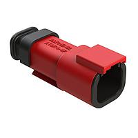 Amphenol SINE Systems ATM04-4P-SR01RD Connectors 4 Position, Receptacle, Pin, Strain Relief End Cap, Red Body