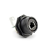 Amphenol SINE Systems RTS718NRJ03-U1 Modular Receptacle, Jam Nut, RJ45 (8 Position) with Heavy-Duty Coupling Nut, Silicone Seal