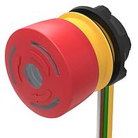 EAO 84-5321.2B40 Safety Switches E-Stop Pushbutton, 1NC, illuminated LED red, cable 300mm, green indication ring