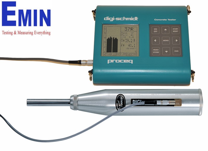 Concrete rebound hammer used for surface hardness testing on structural concrete