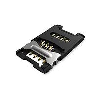 GCT (Global Connector Technology) SIM5055-6-1-25-00-A Card Connectors SIM Card Connector, Hinged Type, 6 Pin, SMT,2.50mm Profile, with Card Detection Switch