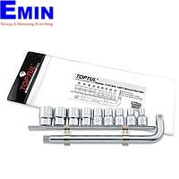 TOPTUL GAAG1008- 10PCS 1/2 inch DR. 12PT Socket Rail Set - METRIC