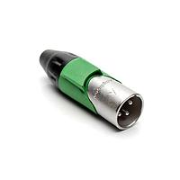 Amphenol Audio AX3M5M Cable Connectors 3 pole Pin Male Plug AX XLR Audio Cable Conn SatinNickel w/ Green Marking Sleeve